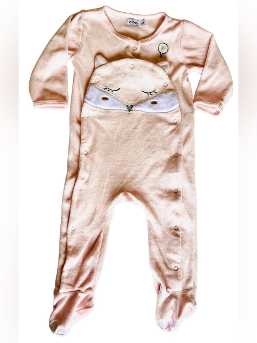 Pink Baby One-Piece Footed Sleepsuit with Fox Applique